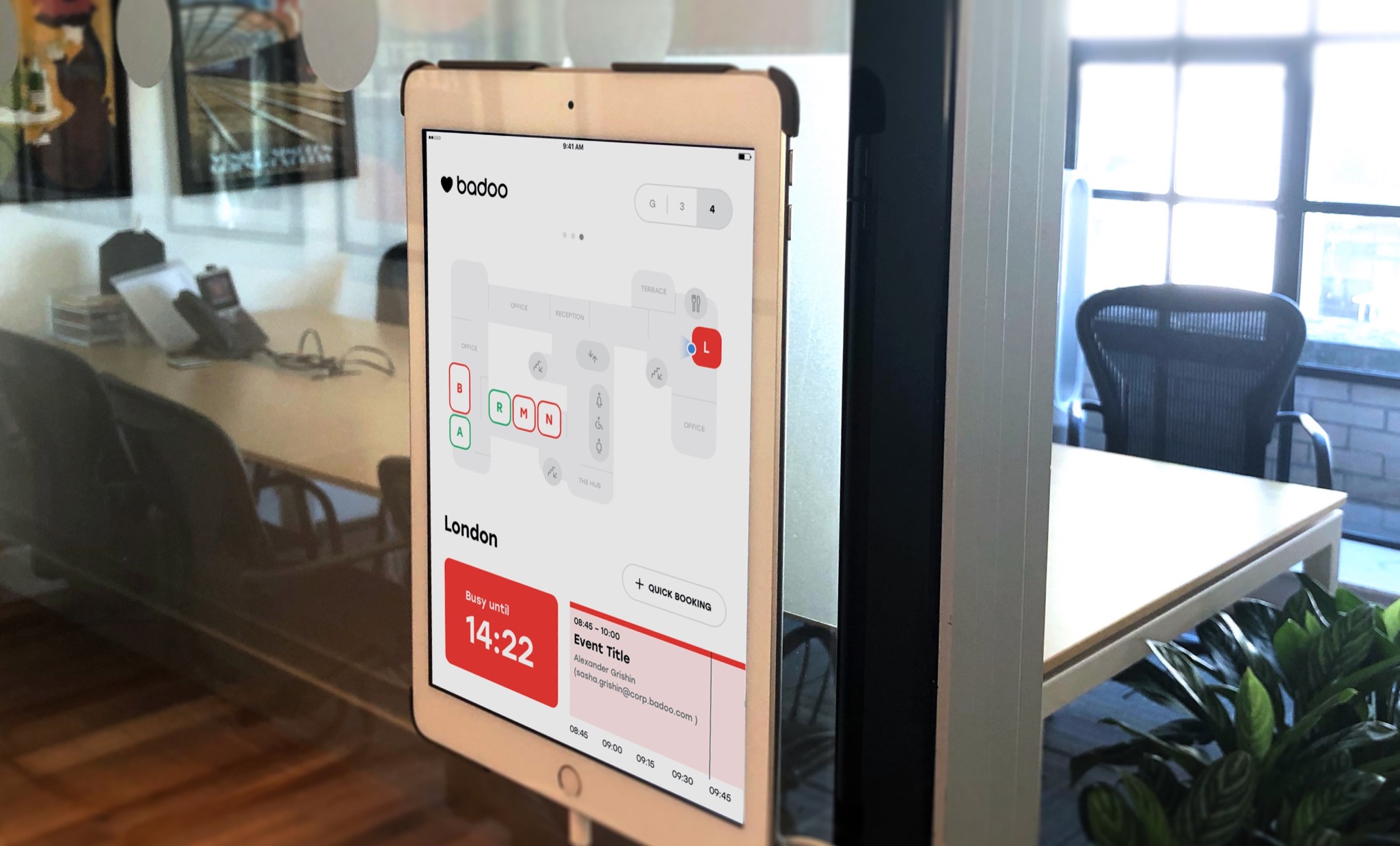 Bumble / Badoo: Meeting Rooms Booking System, screen 1