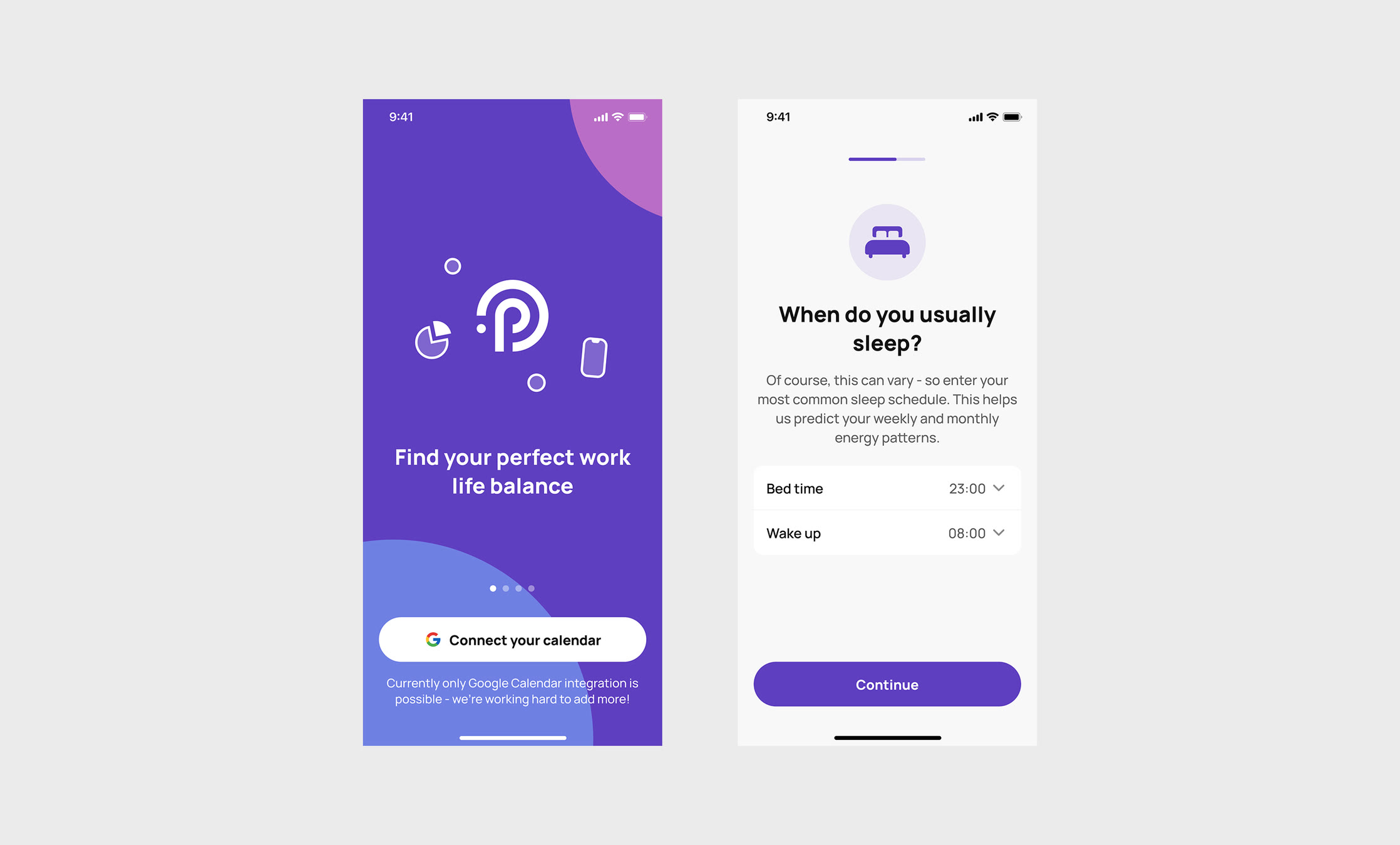 Paced: iOS / Android app, screen 1